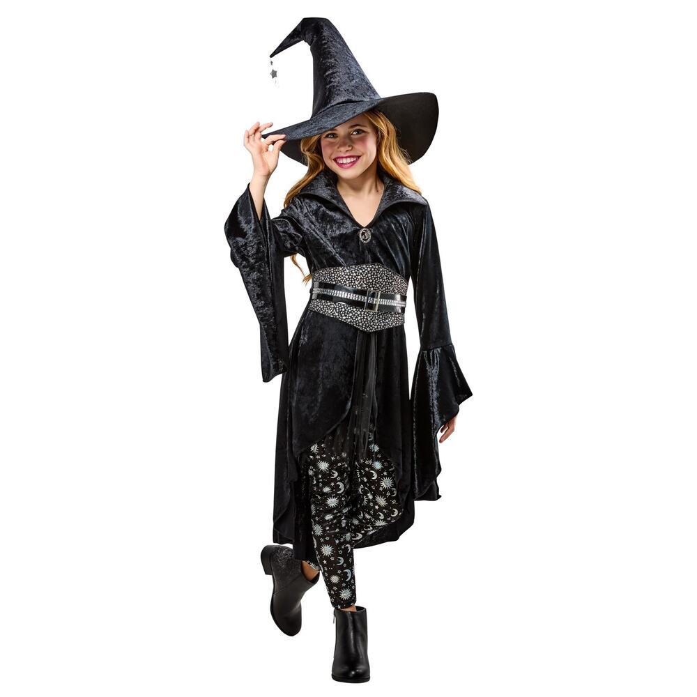 Rubie's Girls Coven Witch Halloween Costume Set Dress Hat Leggings Size L 10-12